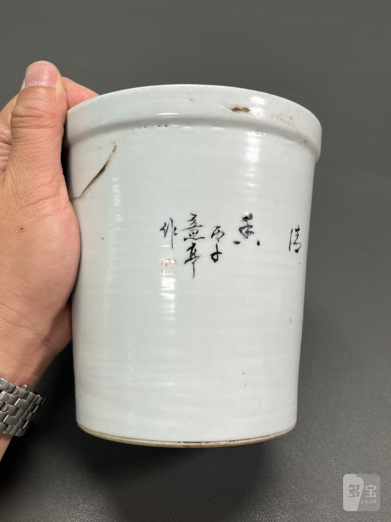 十九世纪  程玉婷作粉彩“一路连科”图花盆 - 图7